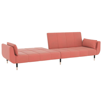 Bäddsoffa 2-sits med två kuddar rosa sammet