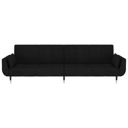 Bäddsoffa 2-sits med två kuddar svart sammet