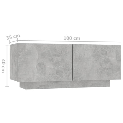 Sängbord betonggrå 100x35x40 cm konstruerat trä