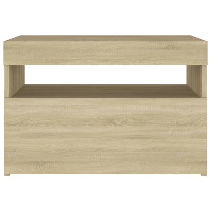 Sängbord med LED-belysning 2 st sonoma-ek 60x35x40 cm