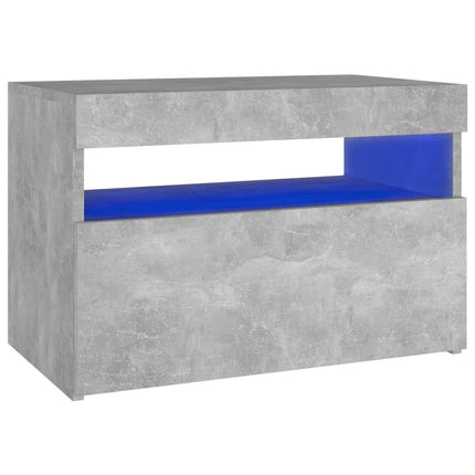 Sängbord med LED-belysning betonggrå 60x35x40 cm