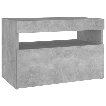 Sängbord med LED-belysning betonggrå 60x35x40 cm