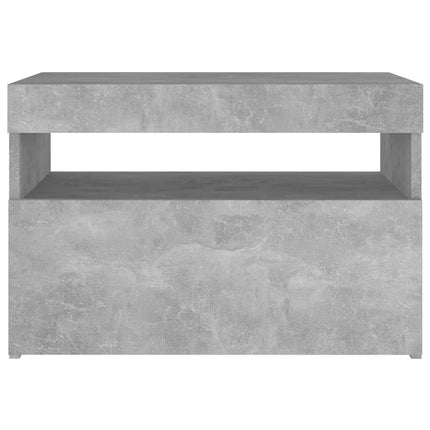 Sängbord med LED-belysning betonggrå 60x35x40 cm
