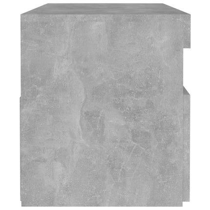 Sängbord med LED-belysning betonggrå 60x35x40 cm