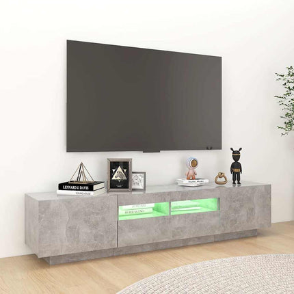 TV-bänk med LED-belysning betonggrå 180x35x40 cm