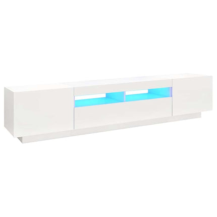 TV-bänk med LED-belysning vit 200x35x40 cm