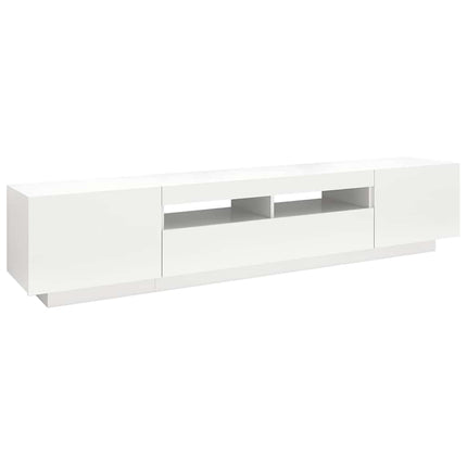 TV-bänk med LED-belysning vit 200x35x40 cm