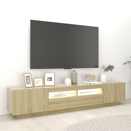 TV-bänk med LED-belysning sonoma-ek 200x35x40 cm