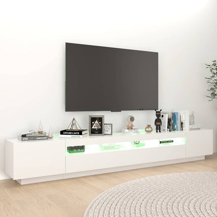 TV-bänk med LED-belysning vit 260x35x40 cm
