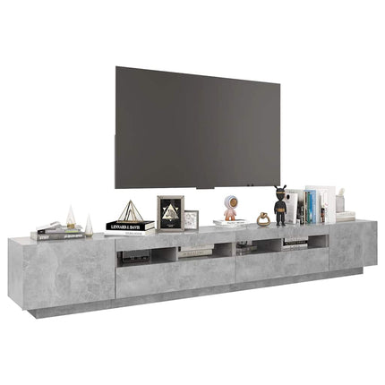 TV-bänk med LED-belysning betonggrå 260x35x40 cm