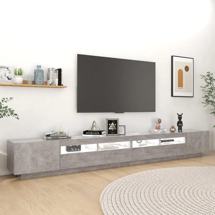 TV-bänk med LED-belysning betonggrå 300x35x40 cm