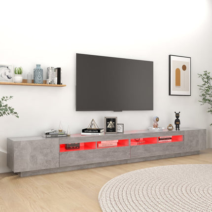 TV-bänk med LED-belysning betonggrå 300x35x40 cm