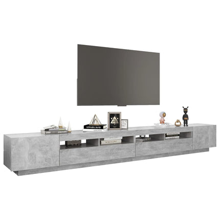 TV-bänk med LED-belysning betonggrå 300x35x40 cm