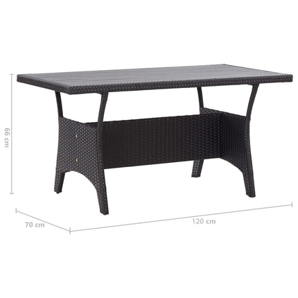 Trädgårdsbord svart 120x70x66 cm konstrotting