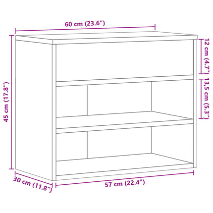 Skobänk vit 60x30x45 cm konstruerat trä