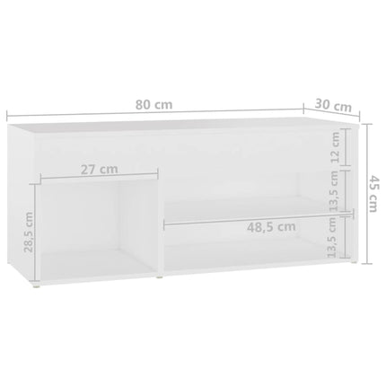 Skobänk vit 80x30x45 cm konstruerat trä