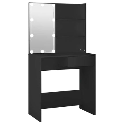 Sminkbord med LED svart 74,5x40x141 cm