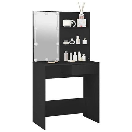 Sminkbord med LED svart 74,5x40x141 cm