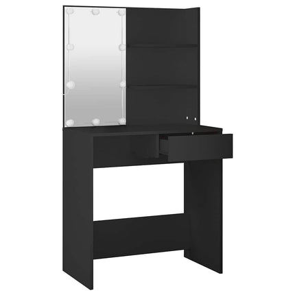 Sminkbord med LED svart 74,5x40x141 cm