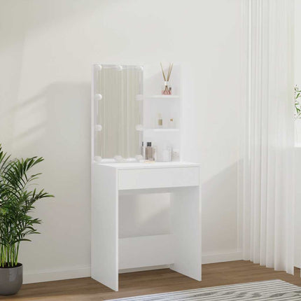 Sminkbord med LED vit 60x40x140 cm