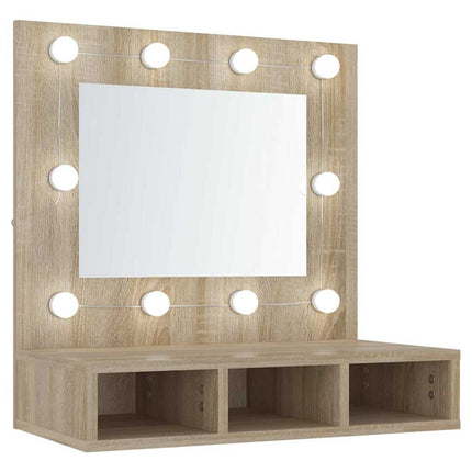 Spegelskåp med LED sonoma-ek 60x31,5x62 cm