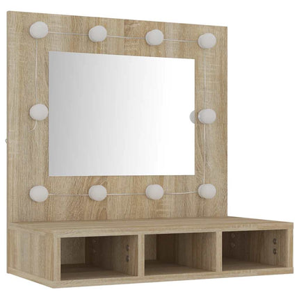 Spegelskåp med LED sonoma-ek 60x31,5x62 cm