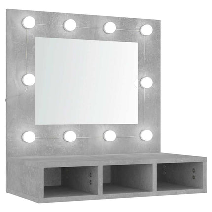 Spegelskåp med LED betonggrå 60x31,5x62 cm