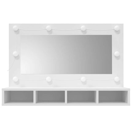 Spegelskåp med LED vit 90x31,5x62 cm