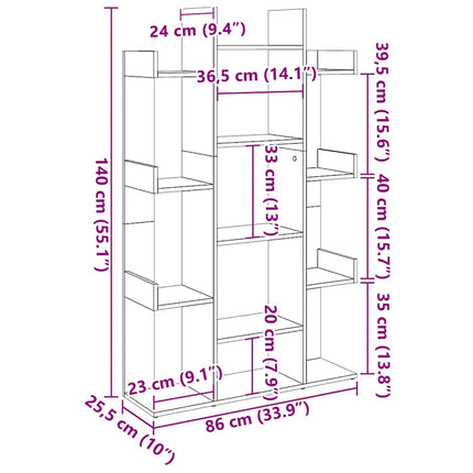 Bokhylla sonoma-ek 86x25,5x140 cm konstruerat trä