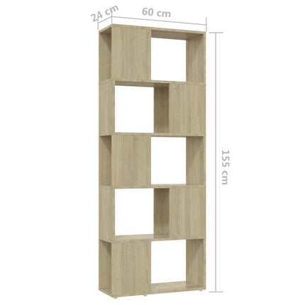 Bokhylla Rumsavdelare sonoma-ek 60x24x155 cm