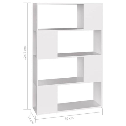 Bokhylla/Rumsavdelare vit 80x24x124,5 cm konstruerat trä