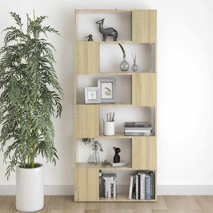 Bokhylla/Rumsavdelare sonoma-ek 80x24x186 cm konstruerat trä