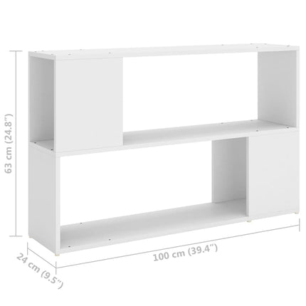 Bokhylla vit 100x24x63 cm konstruerat trä