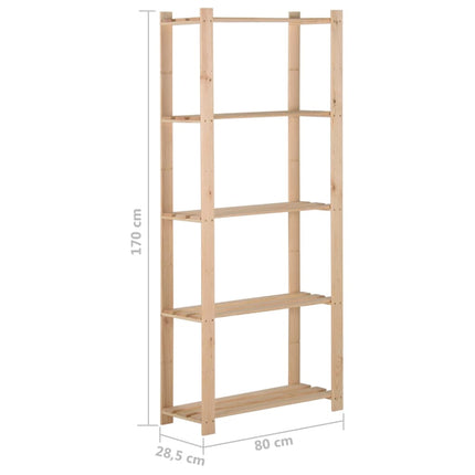 Lagerhylla 5 hyllplan 80x28,5x170 cm massiv furu