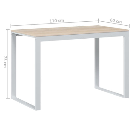 Datorbord vit och ek 110x60x73 cm spånskiva
