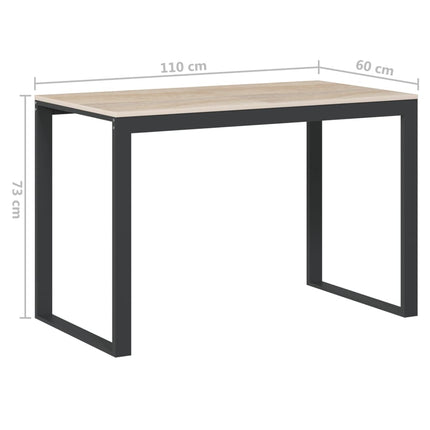 Datorbord svart och ek 110x60x73 cm spånskiva