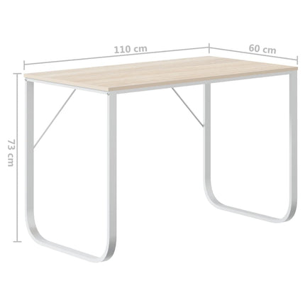 Datorbord vit och ek 110x60x73 cm spånskiva