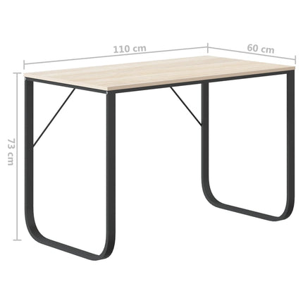 Datorbord svart och ek 110x60x73 cm spånskiva