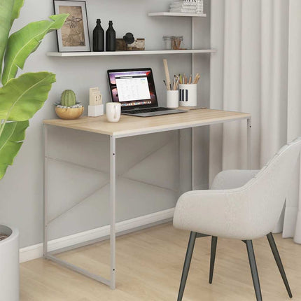 Datorbord vit och ek 110x60x70 cm spånskiva