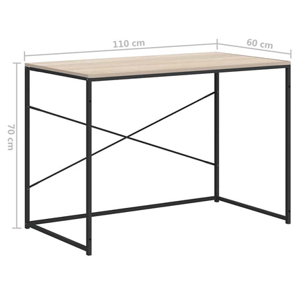 Datorbord svart och ek 110x60x70 cm spånskiva