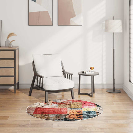 Matta tvättbar lappmönster φ120 cm flerfärgad