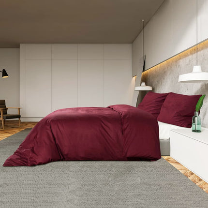 Bäddset vinröd 155x220 cm lätt mikrofiber