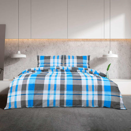Bäddset blå och grå 240x220 cm bomull