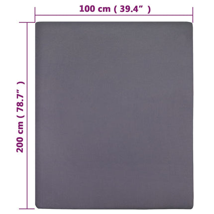 Dra-på-lakan jersey 2 st antracit 100x200 cm bomull
