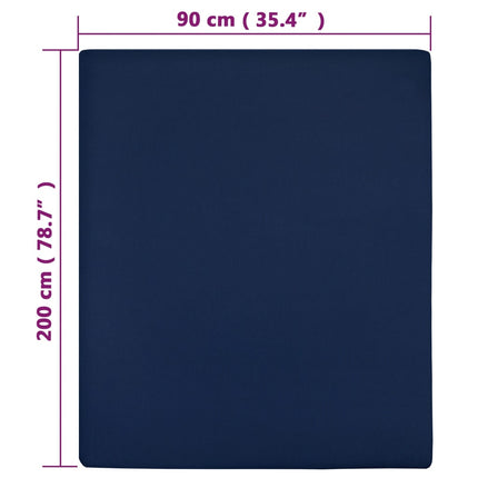 Dra-på-lakan jersey marinblå 90x200 cm bomull
