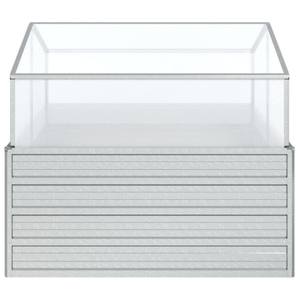 Upphöjd odlingslåda med växthus 100x100x85 cm silver