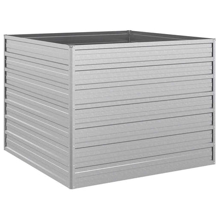 Odlingslåda upphöjd galvaniserat stål 100x100x77 cm silver
