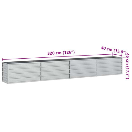 Odlingslåda upphöjd galvaniserat stål 320x40x45 cm silver