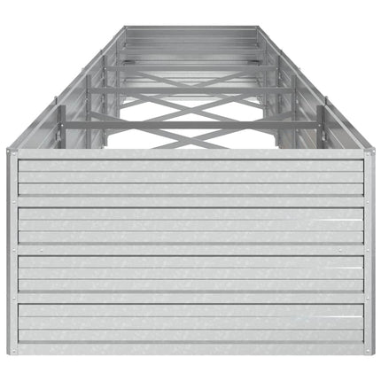Odlingslåda upphöjd galvaniserat stål 400x80x45 cm silver