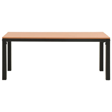 Matgrupp för trädgården 3 delar stål och WPC brun och svart